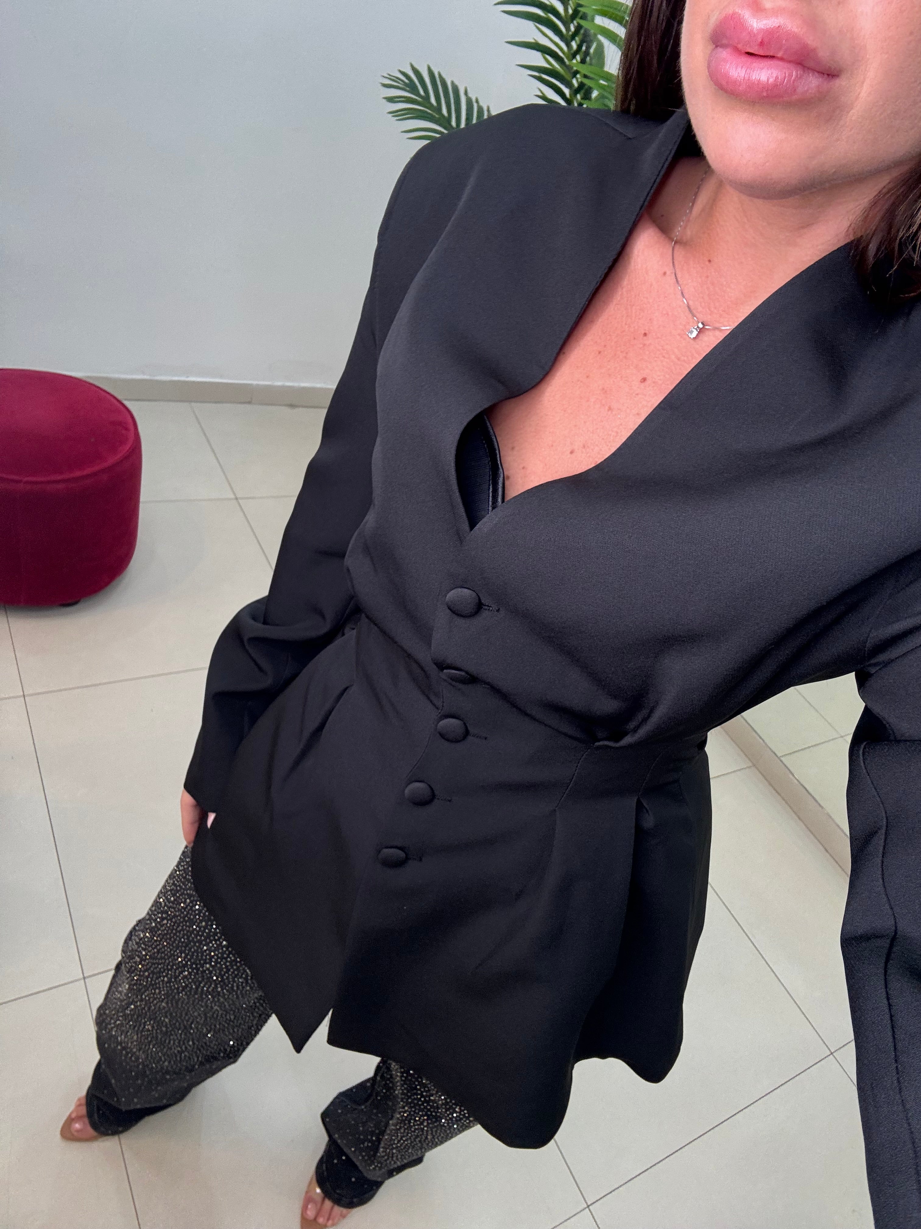 Blazer Sfiancato Monopetto Nero