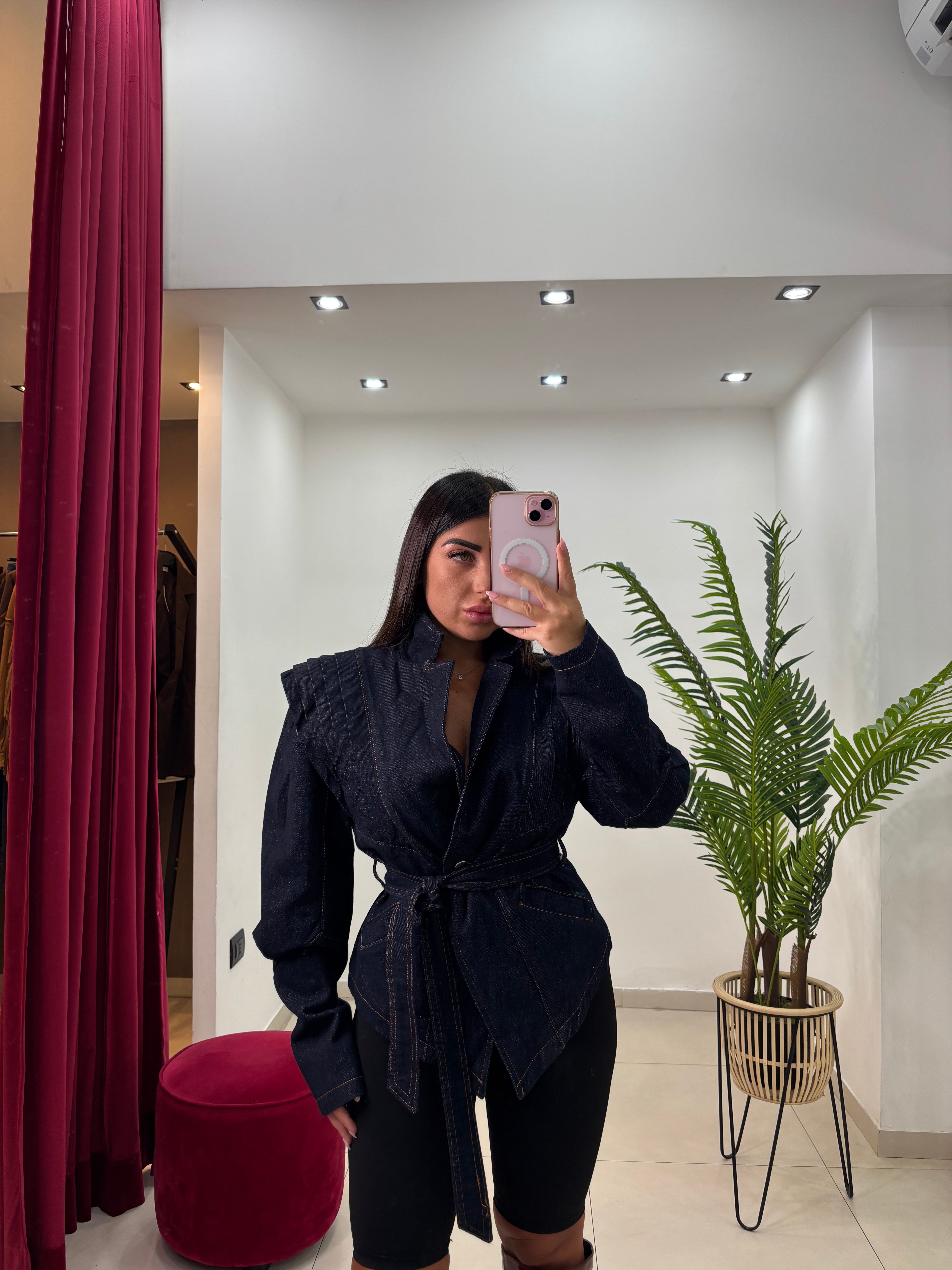 Giacca in Denim con cintura