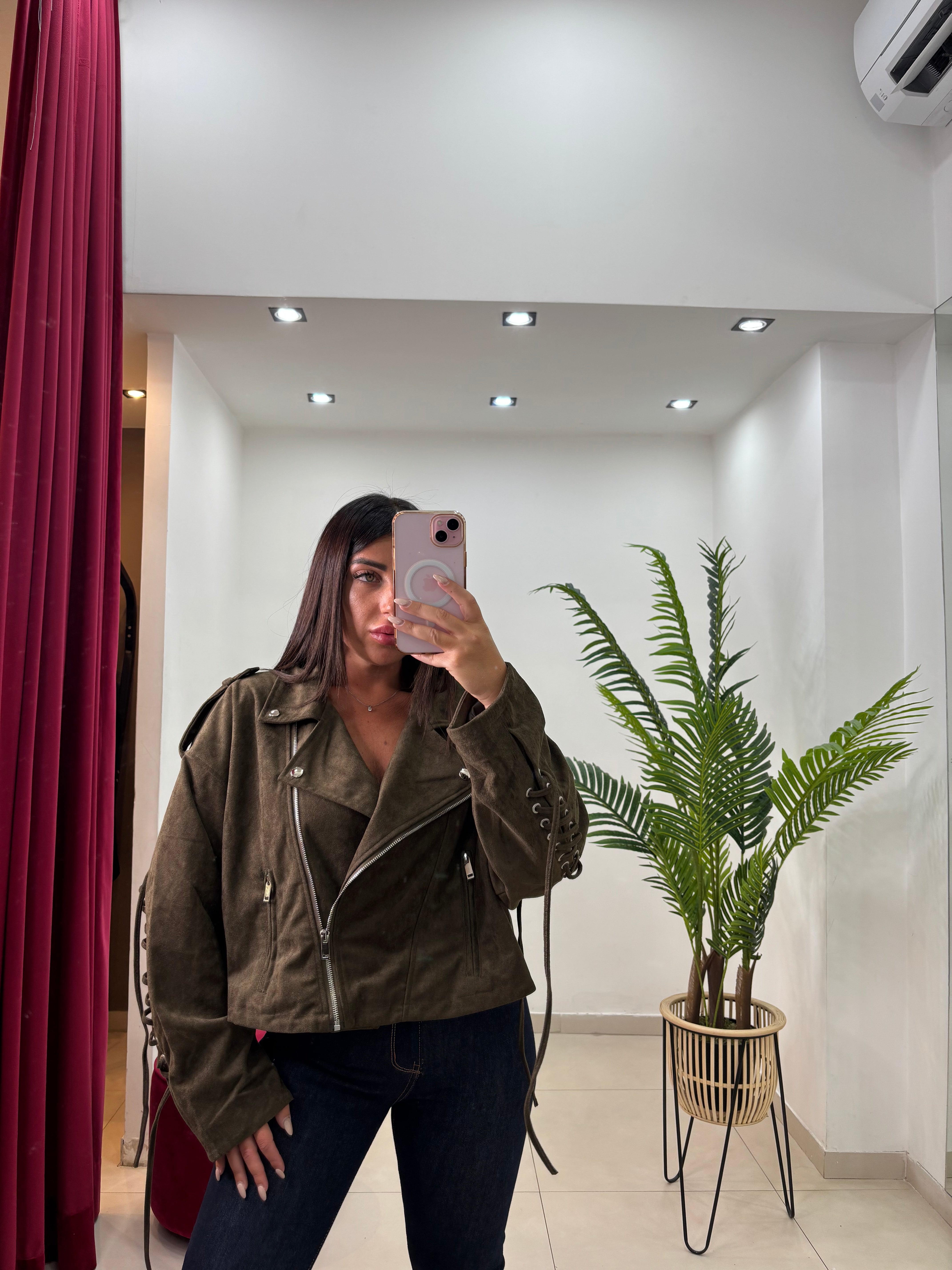 Giubbotto Corto Effetto Scamosciato