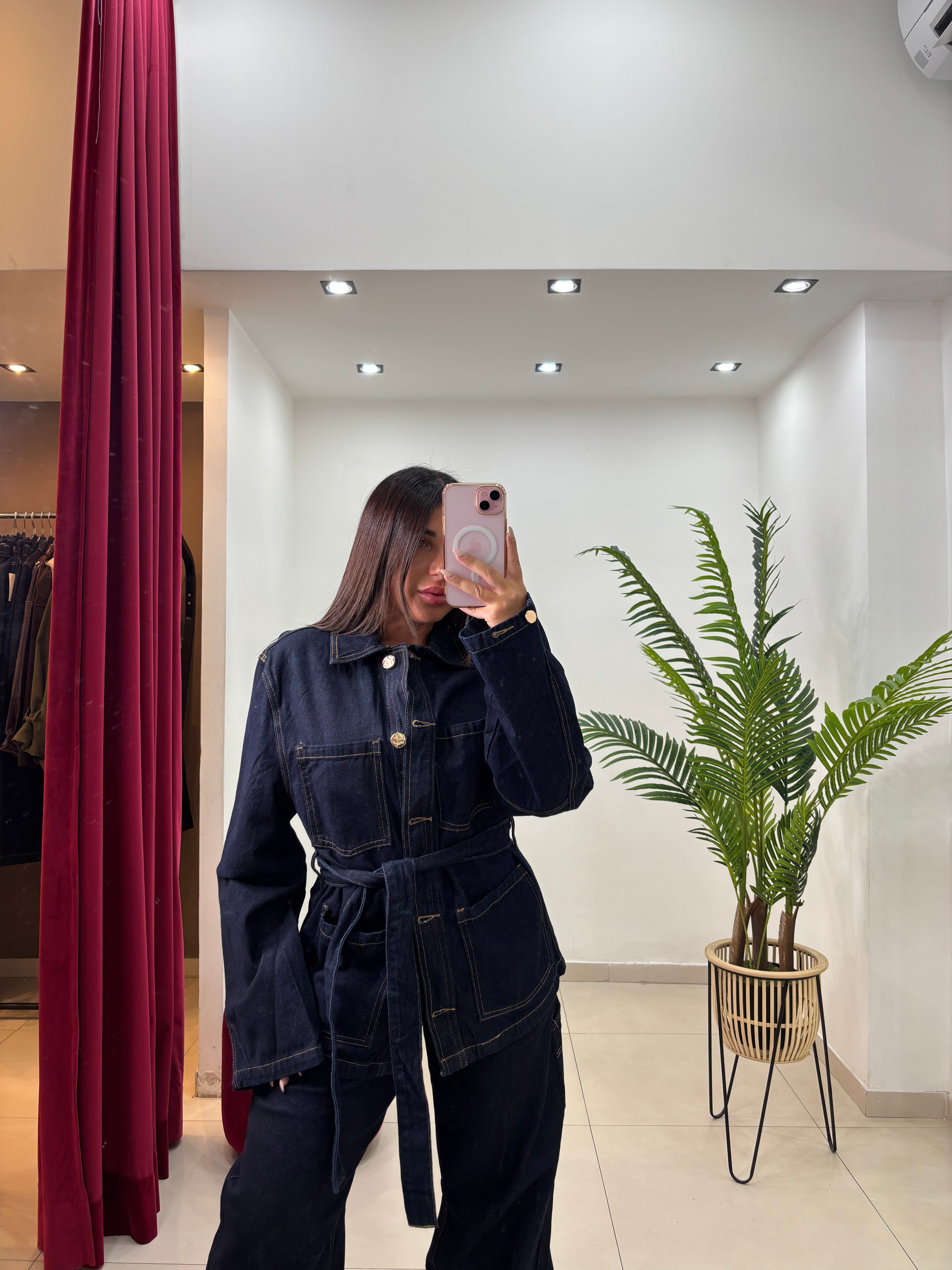 Giacca Denim con cintura da annodare